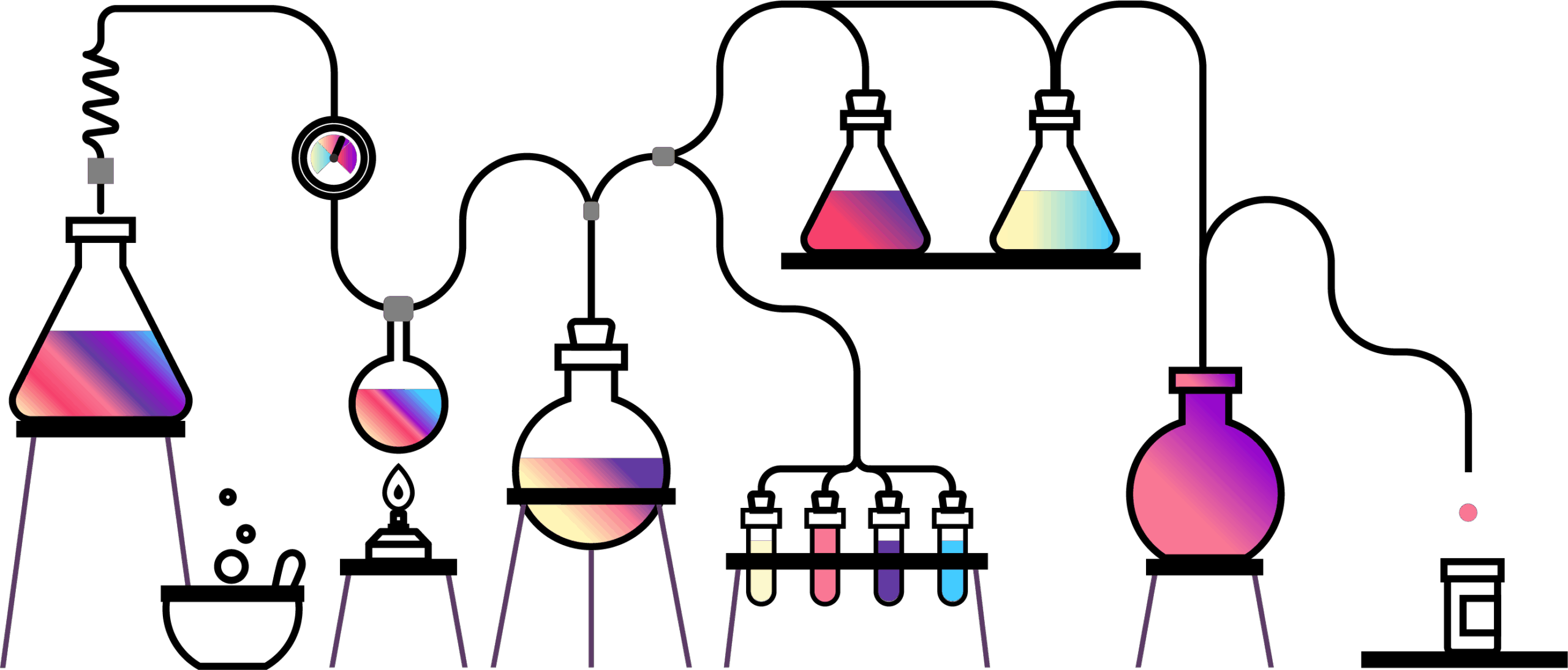 Destillationsprozess, Prozess, in Bearbeitung, Essenz einer Marke mit einer konsistenten visuellen Identität. Analyse von Marken und Gestaltung einer visuellen Identität.
